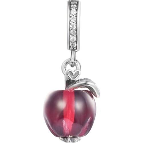 2021 New 925 Sterling Silver Murano Glass Red Apple Dangle Beads Fit Original Pandora Charm Diy Bracelet Jewelry Making Berloque