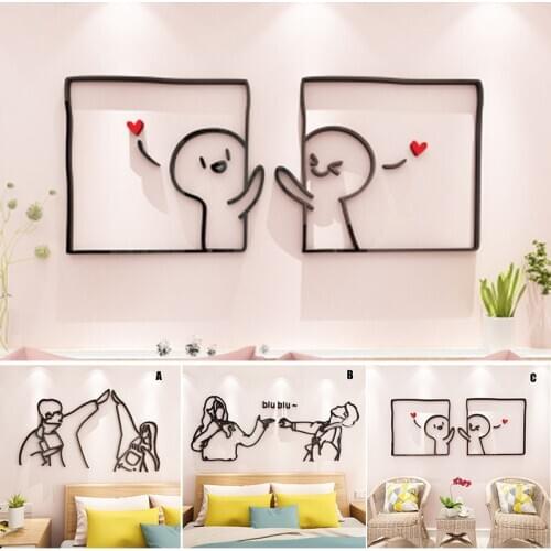 DIY Acrylic 3D Art Wall Sticker Bed Room Home Decor Self-adhesive Washable _WK