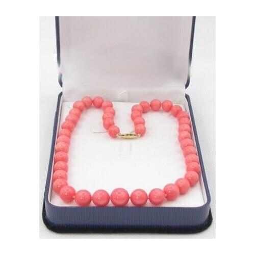 GRADUATED 19" 100% NATURAL 14MM PINK CORAL NECKLACE