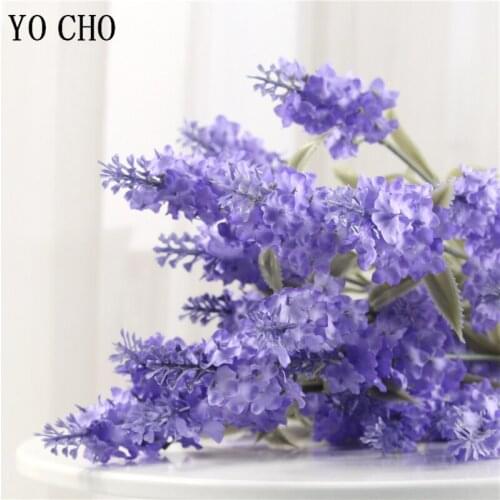 Artificial Flowers Plastic Lavender Bundles Bouquet Fake Plants Wedding Bridle Bouquet Party Home Kitchen Office Silk Flower