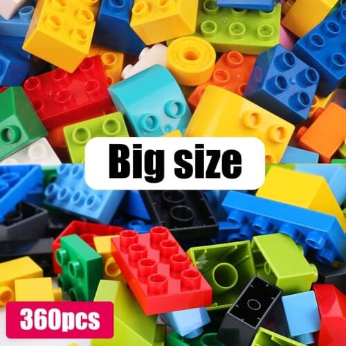 JDRC 60 120 240 360 Pcs Big Size Brick Colorful Bulk Bricks Base plates DIY Building Blocks Compatible Duploe Block Toys Toy