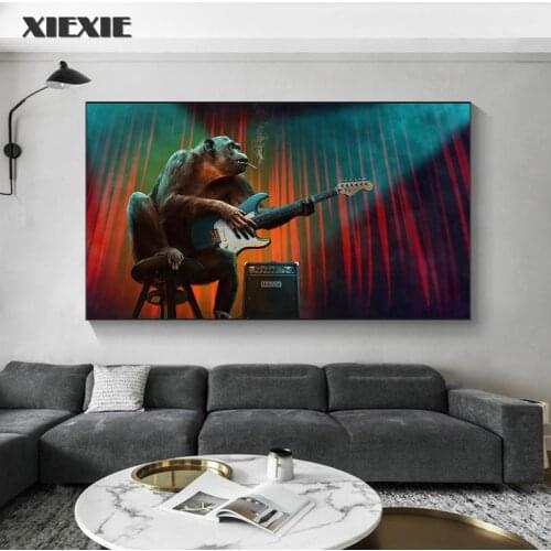 Rock Music Smoking Monkey Canvas Paintings Colorful Animal Poster Prints Modern Home Decoration Wall Art Picture for Living Room