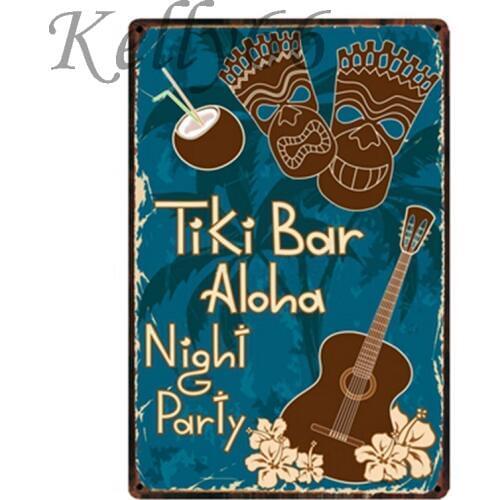 [ Kelly66 ] TIKI BAR ALOHA NIGHT PARTY METAL PLAQUE DROP SHIPPING y-1532