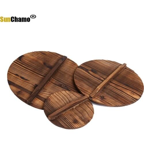 Chinese Anti-scalding Anti-overflow Solid Wood Pot Lid Environmental Protection Iron Pot Handmade Fir Pot Cover Kitchen Cookware