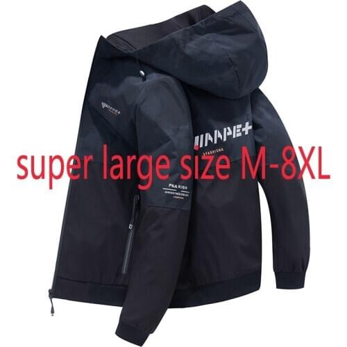 New Arrival Super Large Loose Hooded Coat Thin Fashion Casual Jacket Men Spring With Nood Plus Size MLXL2XL3XL4XL5XL6XL7XL8XL