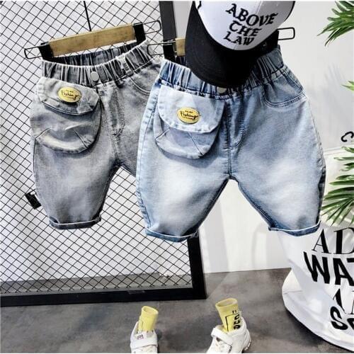 Summer Toddler Boys Shorts Casual Pocket Denim Pants Elastic Waist Jeans For Boys Fashion Cotton Baby Shorts 2 3 4 5 6 Years