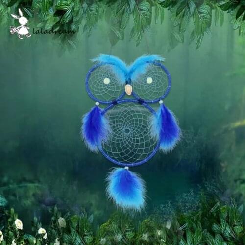 Lovely Owl Dream Catcher Wall Hanging Ornament Handmade Dreamcatcher Decoration For Kids' Bedroom Eyes Can Be Glowed In Darkness