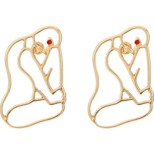 Trendy Dangle Earrings Metal Face Body Wild Fashion Handmade Abstract Earrings Facial Contour Exaggerated Earrings Drop