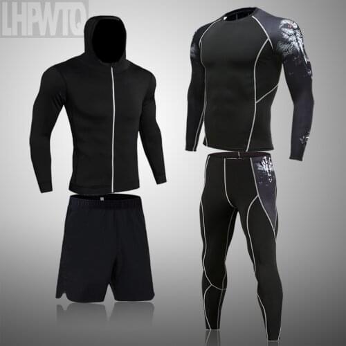 2021 Men Sportswear Compression Suits Breathable Gym Clothes Man Sports Joggers Training Gym Fitness Tracksuit Running Sets 4XL