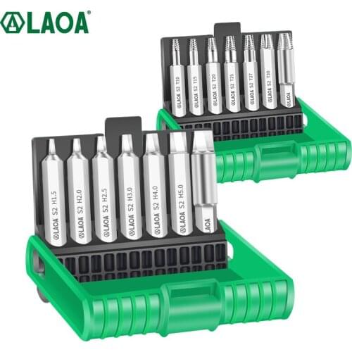 LAOA 7pcs Screw Extractor Drill Bits Tool Set Torx/ Hexagon Set Damaged Scews Remover Tool Speed Out Easy out Bolt