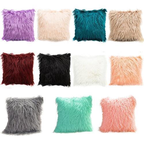 Long Fur Pillowcover Solid Super Soft Plush Suede Throw Pillow Cover Cushion Case Decorative Pillowcase Home Decor