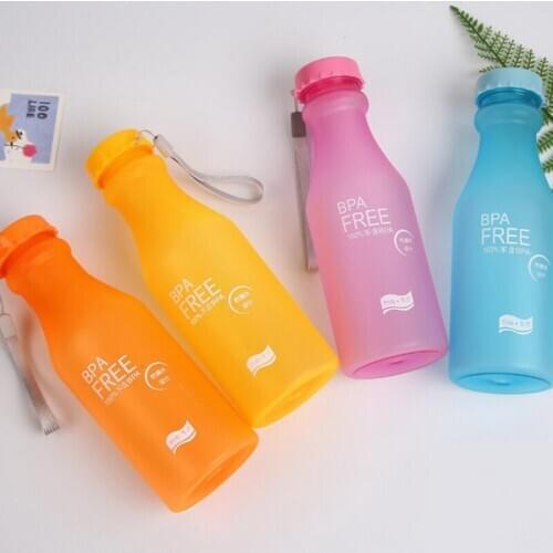 Candy Colors Unbreakable Frosted Leak-proof Plastic Kettle 550mL BPA Free Portable Water Bottle for Travel Yoga Running Camping