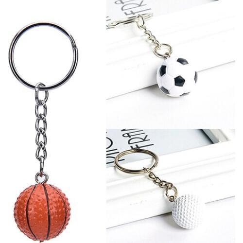 New 1Pc ball Pendant Keyring Football Basketball Golf Sports metal Keychain Car Key Chain Key Ring Wholesale 3 Styles