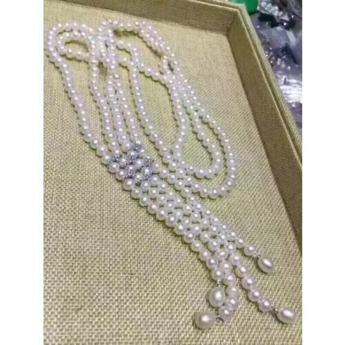 New design natural round pearl necklace 925s