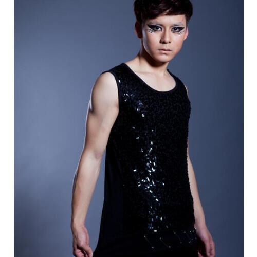 Original colete men paillette vest clothing camiseta tirantes hombre personalized singer dance stage street star style dress