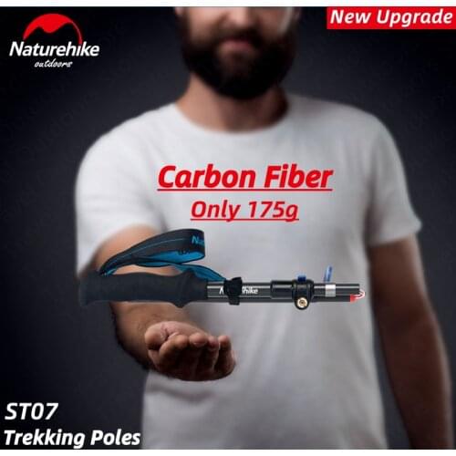 Naturehike New Upgrade Carbon Fibre Trekking Poles Folding Adjustable Telescopic Walking Stick Camping Hiking Equipment Climing