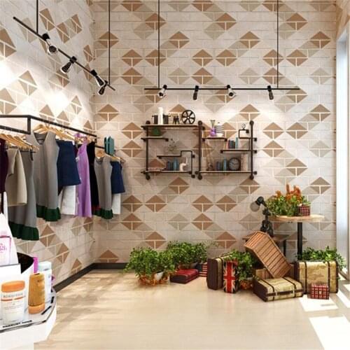 Papel de pared 3D new diamond lattice brick imitation brick wallpaper Nordic style ins wind clothing store hair salon wallpaper