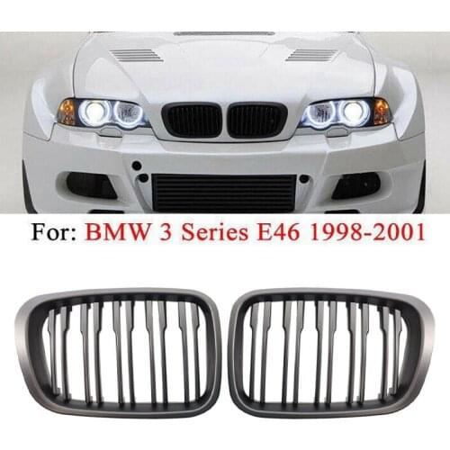 Front Kidney Double Line Grille Sport Grill Replacement For-BMW E46 3-Series 1998-2001 51138208489 51138208490
