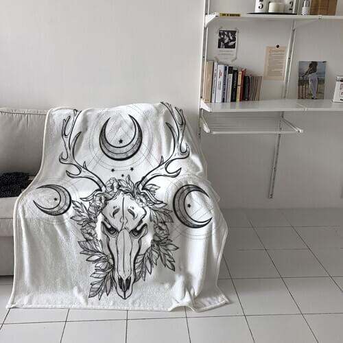 Bones Moon Lines Throw Blanket Home Sofa Decor Blanket Portable Soft Bedspread Microfiber Flannel Blankets for Beds