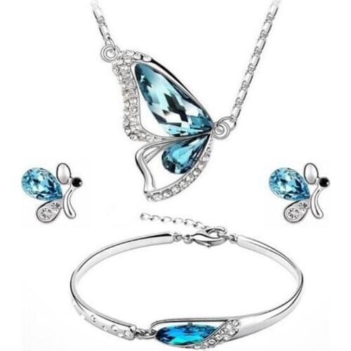 Popular Ring Necklace Bracelet & Earrings Jewelry Set Kids Women Girls Christmas Birthday Gift