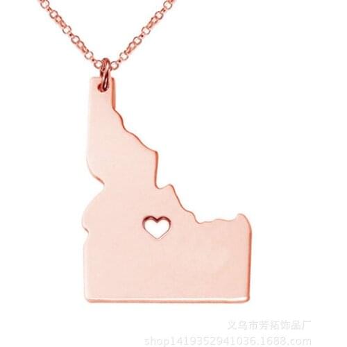 Popular in Europe and the United States Idaho stainless steel necklace creative USA state map item