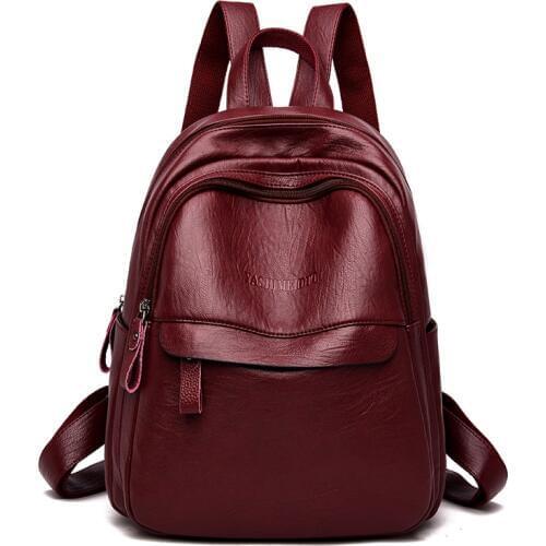 New PU Leather Women Backpack Casual School Bags For Teenager Girl Large Capacity Multifunction Backpack Shoulder Schoolbag