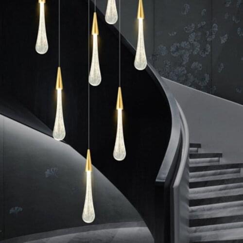 Modern LED Water Drop pendant light Gold Plating Kitchen Hotel Hall Nordic cyrstal Luxury Pendant Lights Bedroom Hanging Lamp