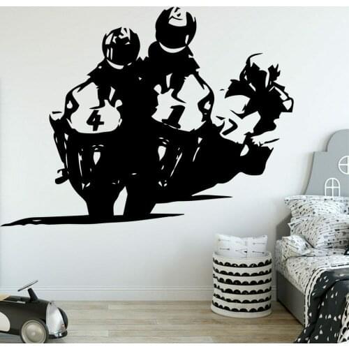 Motorcycle Racing driver Wall Decal Vinyl Exciting Motorcycle Sport Wall stickers Home Decor Bedroom Wall Decor Poster X343