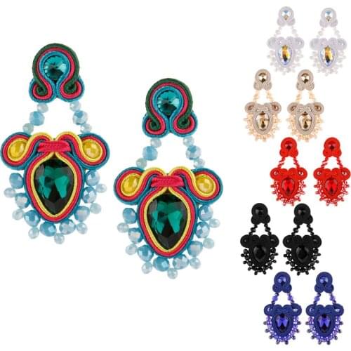 Handmade Soutache Drop earrings Fashion fine Ethnic style womans beaded earring pendants unusual jewelry 2021 multiple colour