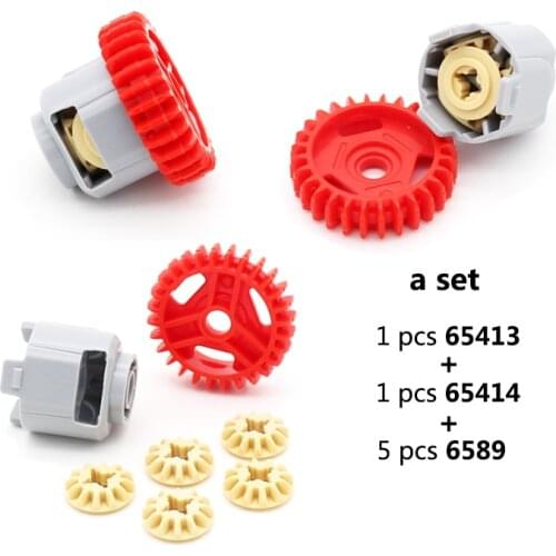 High-tech Parts 28 Tooth Gear 65413 & Differential Housing 65414 Race Off-Road Car Model Set Bulk Accessory MOC Building Blocks