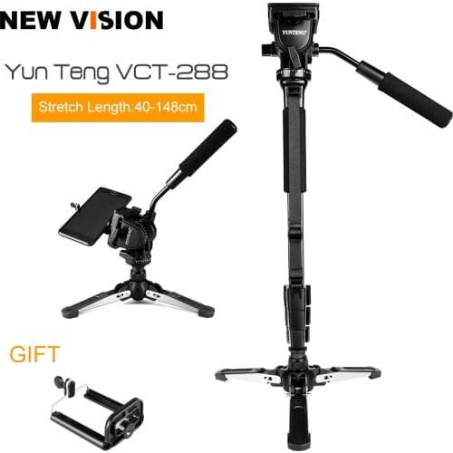 Yunteng VCT-288 monópode para cámara + cabezal de inclinación fluida + soporte Unipod para Canon, Nikon y todos los DSLR con