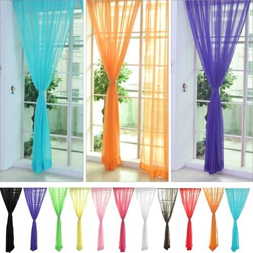Bright Candy Color Floral Voile Curtain 2mx1m Beautiful House Decor Washable Door Window Curtain Panel Sheer Valances Scarf