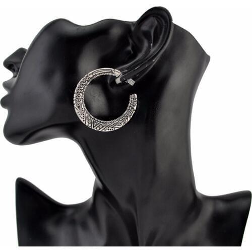 Bohemian Style Round Circle Hoop Earrings for Women Female Vintage Metal Jhumka Earring brincos Indian Gypsy Tribal Jewelry