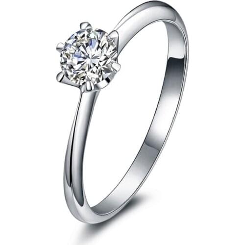 3.5mm 0.15carat Real Natural Diamond Engagement Ring For Women 14K White Gold 6-Prongs Setting