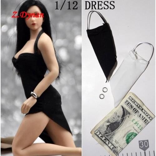 Z.Dyan 1/12 Scale Female Dress Black/White Color with Bracelet for 6 Inches TBLeague T01A T01B T03A T03B Action Figures