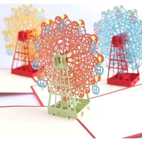 10pcs 3D Sky Wheel Handmade Kirigami Origami Wedding Party Invitation Cards Greeding Birthday Card Postcard