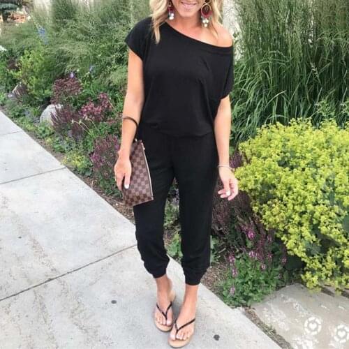 2021 Summer Plus Size Jumpsuits Women Overalls Black Jumpsuit One Shoulder Romper Female Elegant Overalls For Women