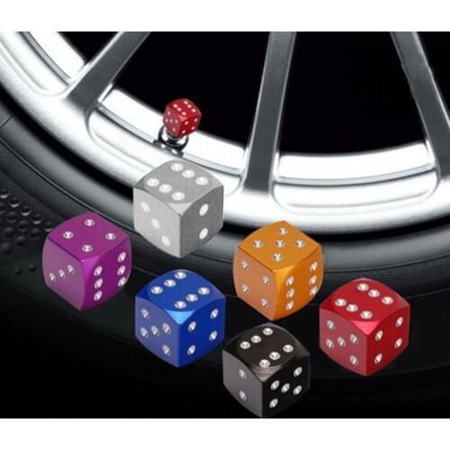 50% Hot Sales 4Pcs Dice Shape Car Motorcycle Wheel Tyre Air Valve Stem Anti-dust Cover Caps