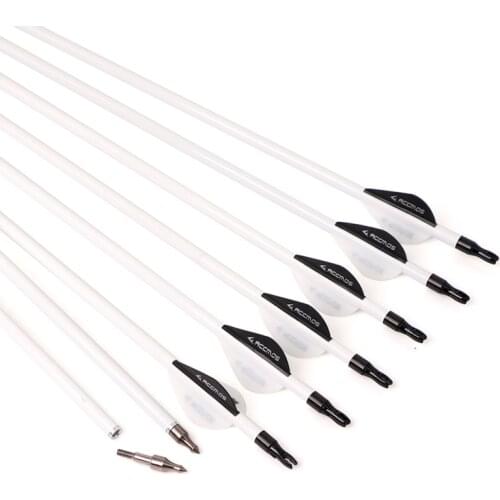 6/12/24pcs 7.8mm Mixed Carbon Arrow Spine 500 Fluorescent Green Shaft for Compound/Recurve Bow Archery Hunting Shooting