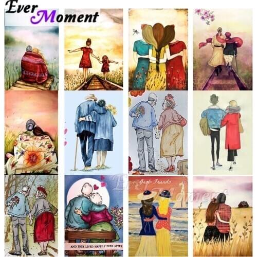 Ever Moment Official Store Diamond Painting Old Couple Back View Best Friend Lover Full Square Home Handmade DIY ASF2287