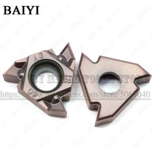 BAIYI 10pcs 16IR AG60-S MM25 carbide thread inserts 16IR pressed thread turning tool CNC machine tool turning parts 16IR AG60-S