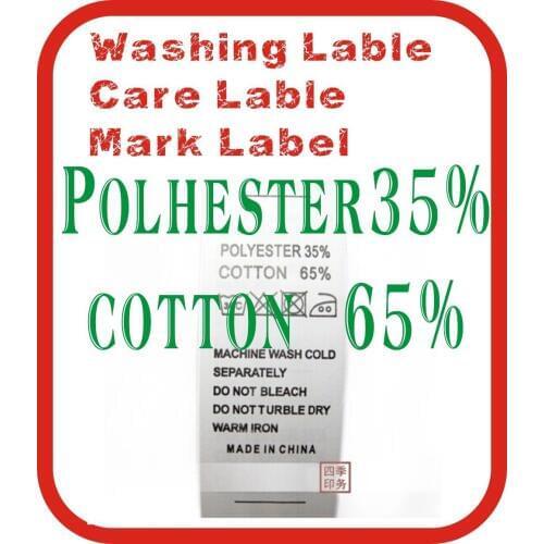 Clothes tags label,3000pcs/lot,silk printed washing label Polhester35% cotton 65% printed mark label, care label Free shipping