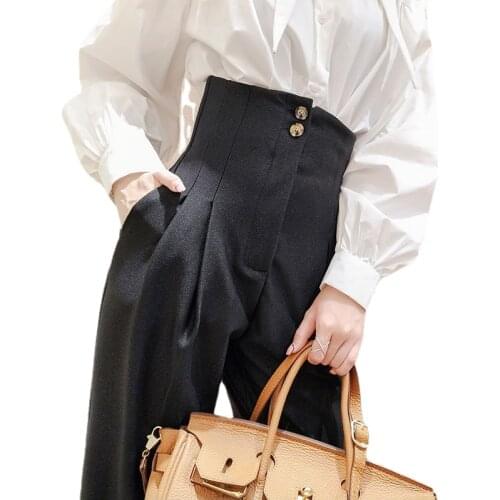 Suit Pants Womens High-waisted slimming harem pants 2021 spring and autumn nine-point womens wild carrot trouser button pocket