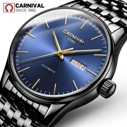Relogio Masculino Carnival Brand Luxury Automatic Watch Men Fashion Business Calendar Mechanical Wristwatches Clock Man Hours