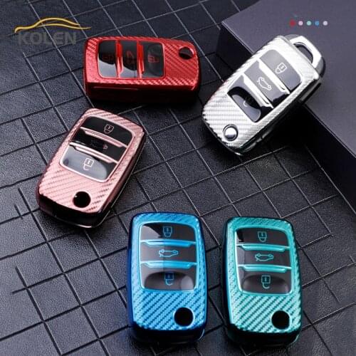 Carbon Fiber TPU Car Flip Key Case Cover For Changan CS15 CS35 CS75 EV E-Star EADO Raeton V3 V5 V7 Holder Shll Fob Accessories
