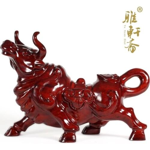 Zhai Gallery mahogany crafts wood carved wooden ornaments 12 Feng Shui cattle fortune twelve zodiac animal cattle