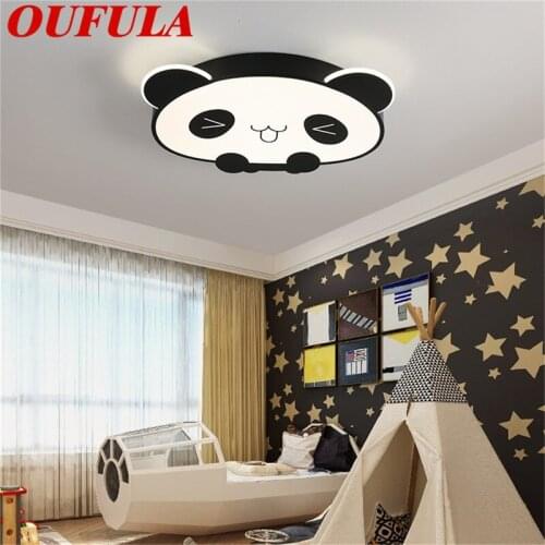 AOSONG Childrens Ceiling Lamp 220V 110V Panda Modern Fashion Suitable For Childrens Room Bedroom Kindergarten