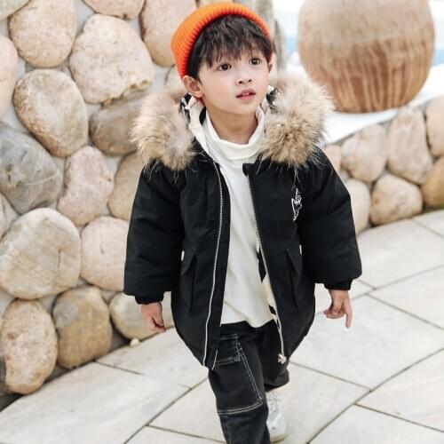 Childrens Korean-Style Short Double-Sided Down Jacket Girls Duck Fur 90% -30 Degree Winter Kids Down Coat Boys Clothes with fur