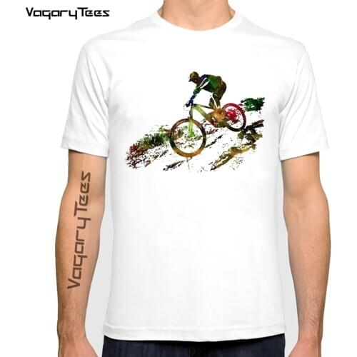 Cycling art Homme streetwear t-shirt Mountain biking watercolor t shirt men summer new white casual short sleeve tshirt