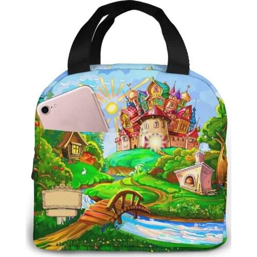 Four Leaf Clover Canvas Portable Cooler Lunch Bag St. Patricks Day Thermal Insulated Multifunction Food Bags for Men Women Kids